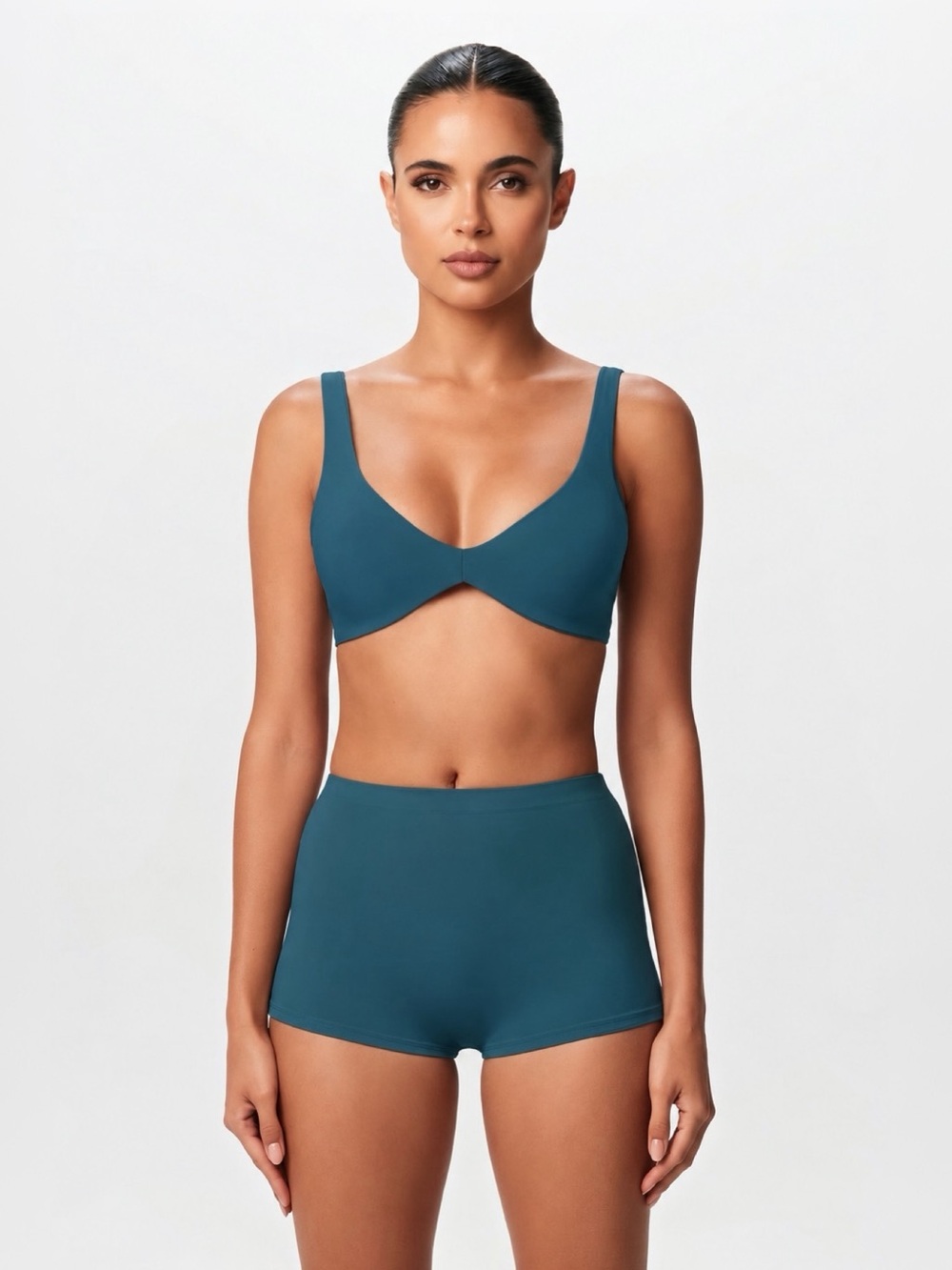 naked wardrobe Hourglass Foundation Top and Short Set Teal Sz S NWT